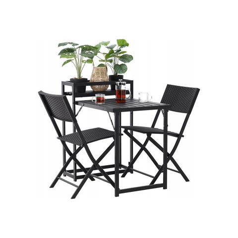 Tavolo con Sedie Pieghevoli e Portabottiglie da Balcone o Terrazza