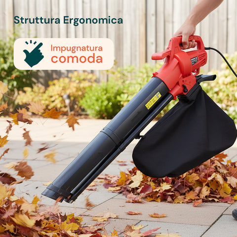 Aspirafoglie Elettrico 3 in 1 – Aspiratore, Soffiatore e Trituratore 3500W