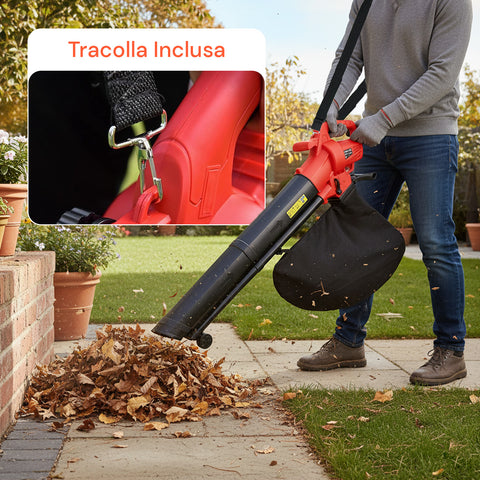 Aspirafoglie Elettrico 3 in 1 – Aspiratore, Soffiatore e Trituratore 3500W