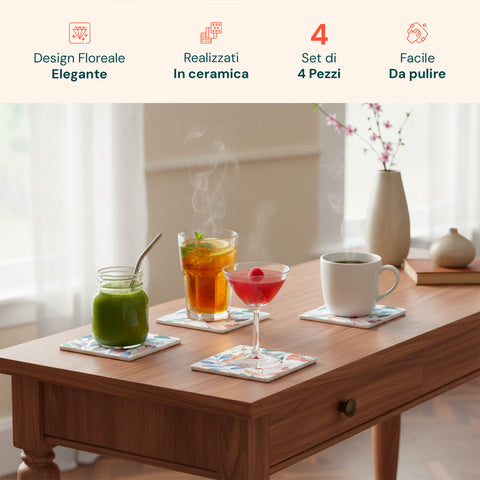 Set 4 Sottobicchieri Quadrati 10x10cm