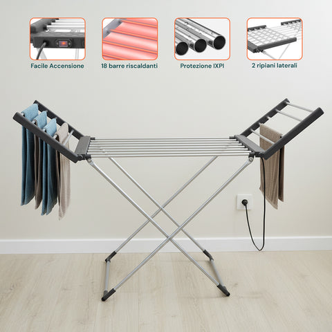 Stendino Elettrico Magic Dry XL – 18 Barre e Struttura in Alluminio