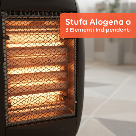 Tuck Stufa Alogena 1200W – 3 Elementi e Oscillazione Automatica