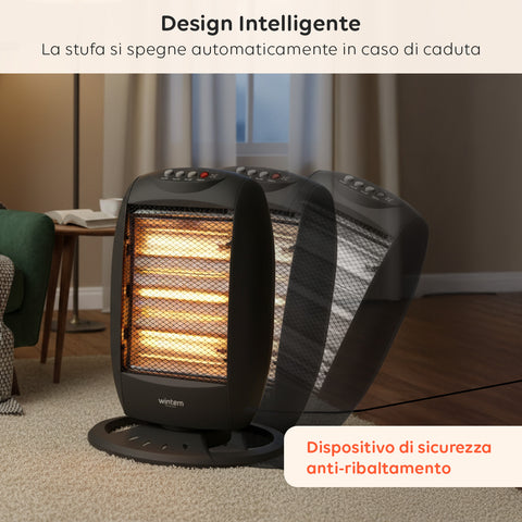 Tuck Stufa Alogena 1200W – 3 Elementi e Oscillazione Automatica