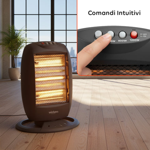 Tuck Stufa Alogena 1200W – 3 Elementi e Oscillazione Automatica