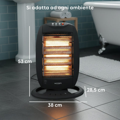Tuck Stufa Alogena 1200W – 3 Elementi e Oscillazione Automatica