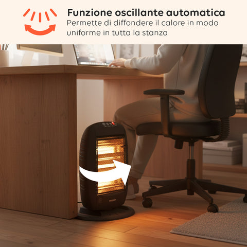 Tuck Stufa Alogena 1200W – 3 Elementi e Oscillazione Automatica