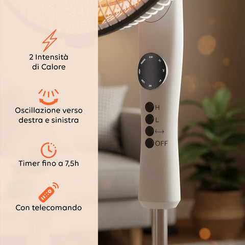 Stufa a Parabola Flux 1100W al Carbonio con Telecomando e Timer