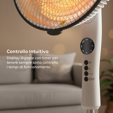 Stufa a Parabola Flux 1100W al Carbonio con Telecomando e Timer