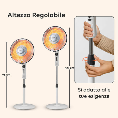 Stufa a Parabola Flux 1100W al Carbonio con Telecomando e Timer