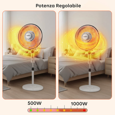 Stufa a Parabola Flux 1100W al Carbonio con Telecomando e Timer