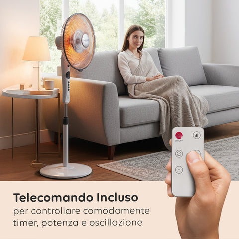 Stufa a Parabola Flux 1100W al Carbonio con Telecomando e Timer