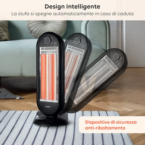 Stufa Elettrica Flare Oscillante con Tecnologia al Carbonio e Antiribaltamento