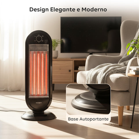 Stufa Elettrica Flare Oscillante con Tecnologia al Carbonio e Antiribaltamento