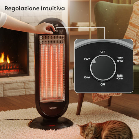 Stufa Elettrica Flare Oscillante con Tecnologia al Carbonio e Antiribaltamento