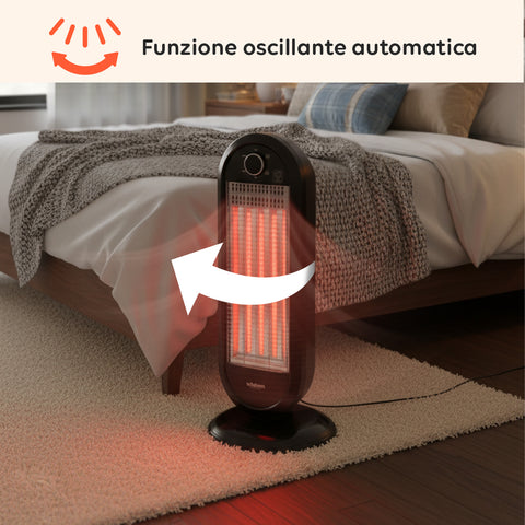 Stufa Elettrica Flare Oscillante con Tecnologia al Carbonio e Antiribaltamento