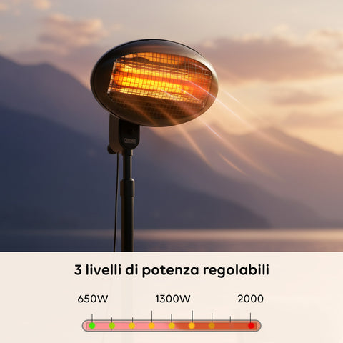 Stufa da Esterno Ignis 2000W Regolabile in Altezza e 3 Livelli di Riscaldamento