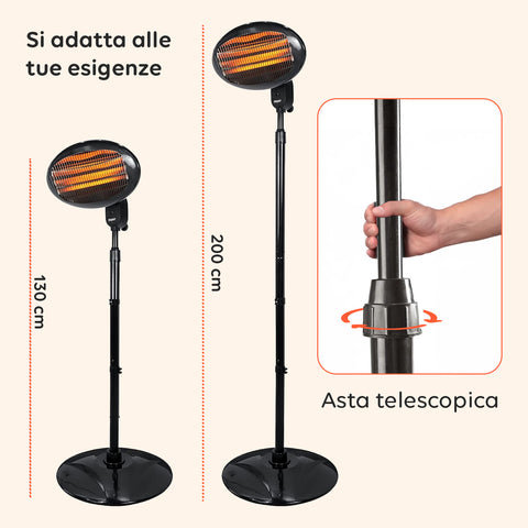Stufa da Esterno Ignis 2000W Regolabile in Altezza e 3 Livelli di Riscaldamento