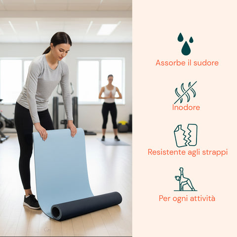Tappetino Yoga e Pilates Antiscivolo – TPE Ecologico con Tracolla