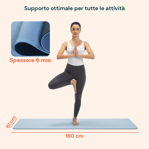 Tappetino Yoga e Pilates Antiscivolo – TPE Ecologico con Tracolla