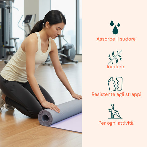 Tappetino Yoga e Pilates Antiscivolo – TPE Ecologico con Tracolla
