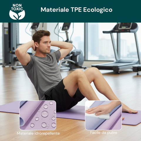 Tappetino Yoga e Pilates Antiscivolo – TPE Ecologico con Tracolla
