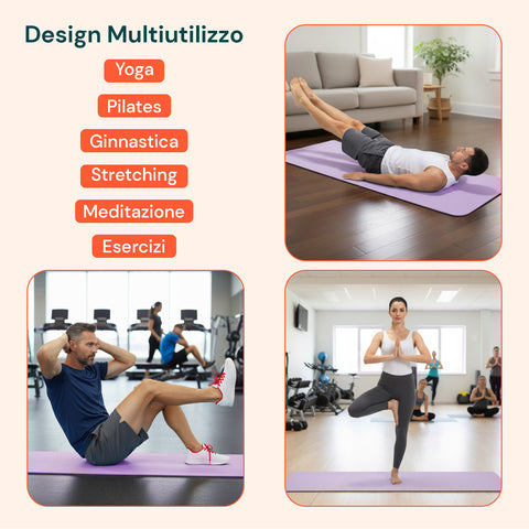 Tappetino Yoga e Pilates Antiscivolo – TPE Ecologico con Tracolla