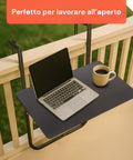 Tavolino pieghevole con 3 posizioni di inclinazione regolabile, struttura in metallo per massima versatilità d'uso