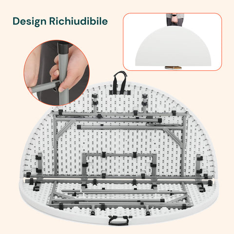 Tavolo Bianco Rotondo da Giardino o Cucina Ø80 e Ø120 cm Pieghevole E Resistente