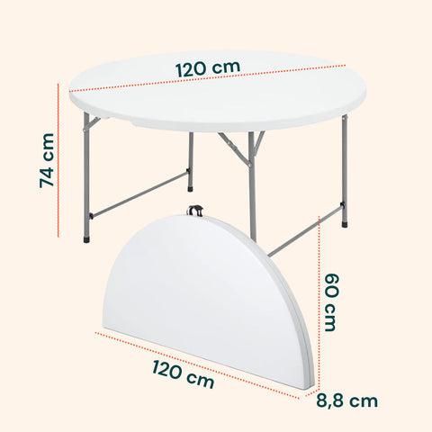 Tavolo Bianco Rotondo da Giardino o Cucina Ø80 e Ø120 cm Pieghevole E Resistente
