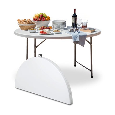 Tavolo Bianco Rotondo da Giardino o Cucina Ø80 e Ø120 cm Pieghevole E Resistente