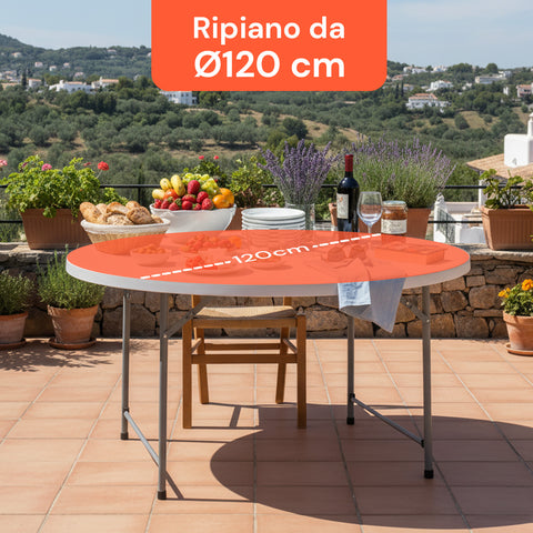 Tavolo Bianco Rotondo da Giardino o Cucina Ø80 e Ø120 cm Pieghevole E Resistente