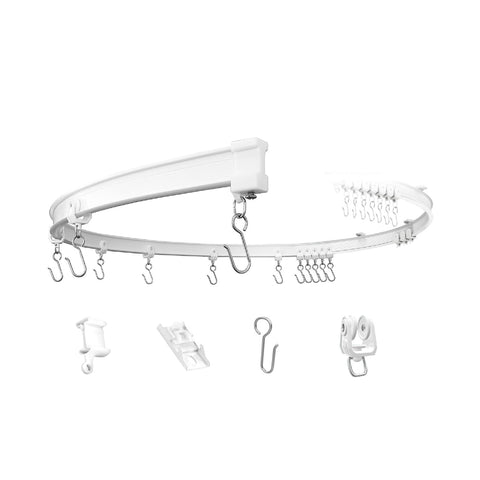 Binario Tenda Soffitto/Parete Flessibile 5m con Supporti, Ganci e Rulli