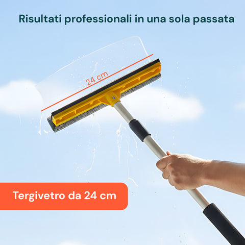 Tergivetro 24 cm con Manico Allungabile – Lavavetri in PP e Alluminio 79–120 cm