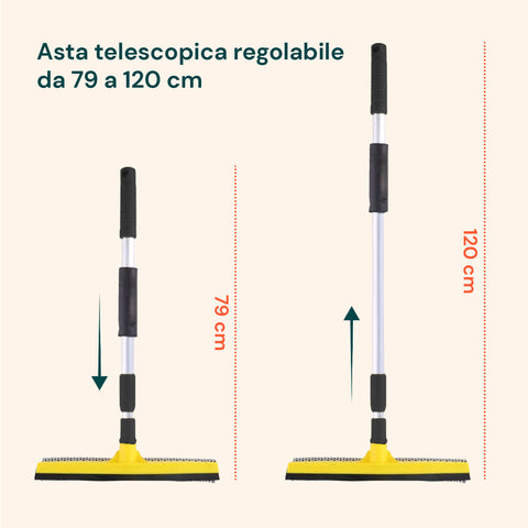 Tergivetro 24 cm con Manico Allungabile – Lavavetri in PP e Alluminio 79–120 cm