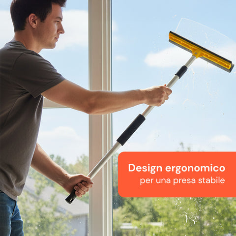 Tergivetro 24 cm con Manico Allungabile – Lavavetri in PP e Alluminio 79–120 cm