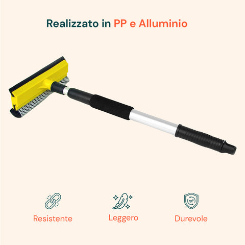 Tergivetro 24 cm con Manico Allungabile – Lavavetri in PP e Alluminio 79–120 cm