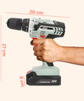 Trapano con dimensioni compatte 20x27x8cm, perfetto in mano, design ergonomico e facile da manovrare
