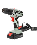 Trapano avvitatore 20V con batteria al litio 1300mAh e caricabatterie incluso, design verde e nero ergonomico