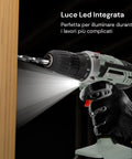 Luce LED integrata del trapano perfetta per illuminare durante i lavori più complicati con visibilità ottimale