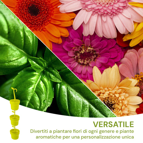 Tris Contenitori Portapiante Per Parete Verde