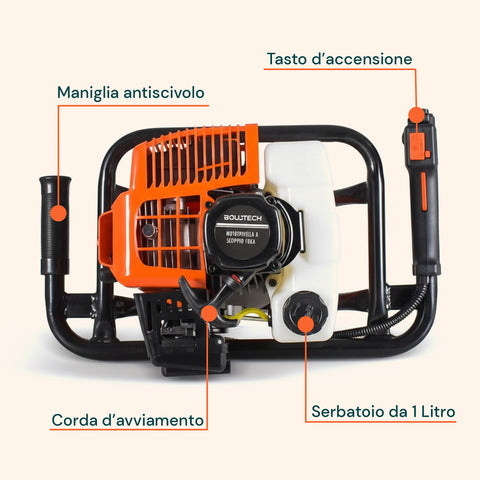 Mototrivella a Scoppio 2 Tempi 51.7cc con Motore 1.4KW e 3 punte incluse