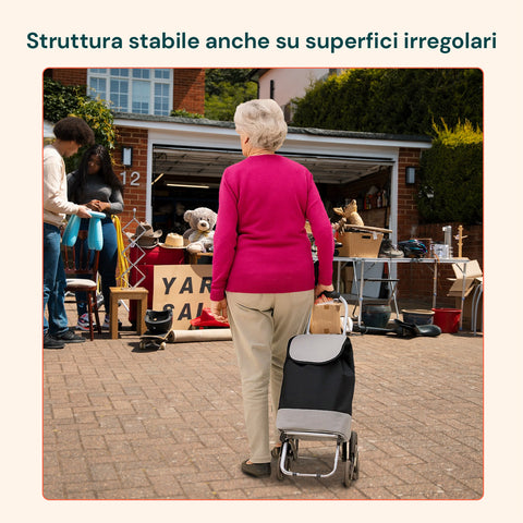 Carrello con design bicolore nero e grigio moderno ed elegante, stile contemporaneo sobrio facilmente abbinabile