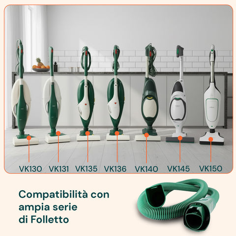 Ricambio Tubo Aspirazione Compatibile Folletto VK130-VK150 con Raccordi