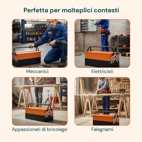 Cassetta Attrezzi Professionale con 85 Pezzi Inclusi per Uso Meccanico e Domestico