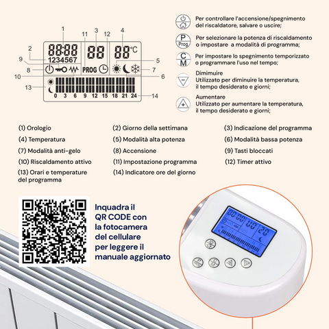 Radiatore Elettrico Digitale In Alluminio 1500w