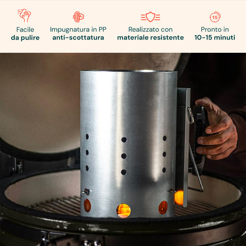 Accenditore Ciminiera Per Barbecue A Carbonella Con Manico Pp