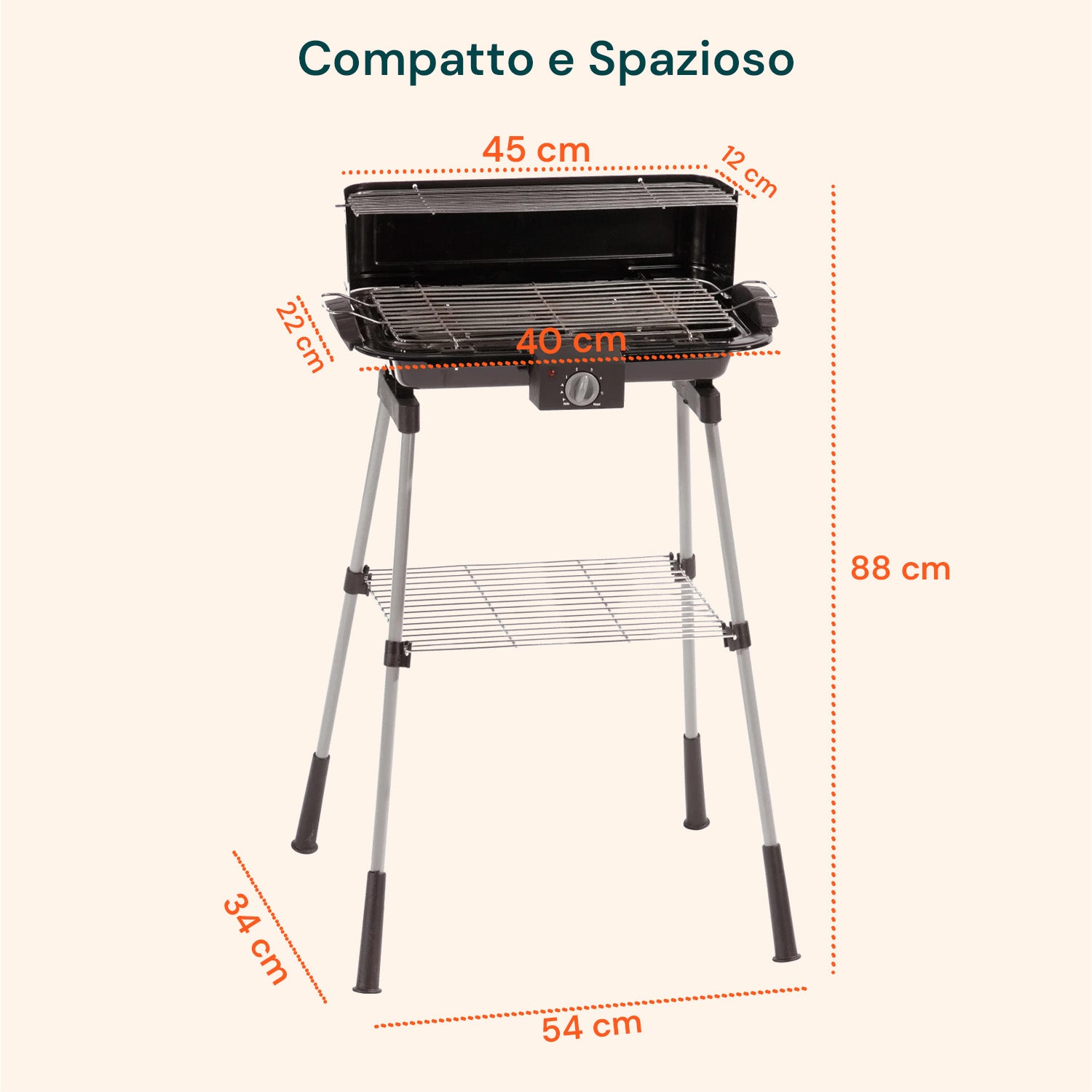 HaSteeL Griglia Barbecue A Carbone 55,9 Cm 2 Livelli | Set Da Esterno Con Accessori (Spatola, Pinze, Forchetta) | Resistente E Smaltata Per Campeggio E Giardino