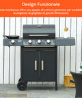 Barbecue a gas con design funzionale e 4 bruciatori, spazio cottura generoso per grigliate di grandi dimensioni su terrazza