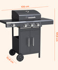 Barbecue a gas con dimensioni complete 106x101x52 cm, ideale per terrazze e giardini di medie dimensioni