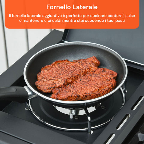 Fornello laterale aggiuntivo del barbecue per cucinare contorni, salse e mantenere cibi caldi durante la grigliata